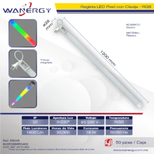 REGLETA LED PIXEL REDONDA PLASTICO IMPERMEABLE T8 1.2M COM CONTOLADOR 2835-40D