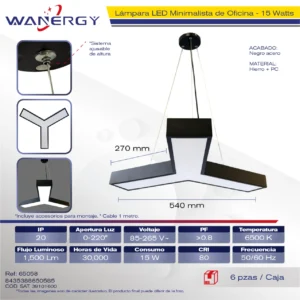 lampara LED forma Y de oficina Y