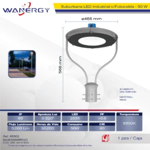 SUBURBANA LED INDUSTRIAL C/FOTOCELDA 50W