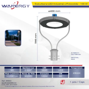 SUBURBANA LED INDUSTRIAL C/FOTOCELDA 100W