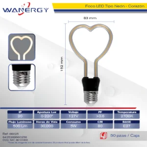 FOCO LED DECORATIVO FORMA DE CORAZON -