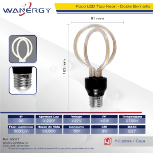 FOCO LED DECORATIVO FORMA DE DOBLE BONBILLO -