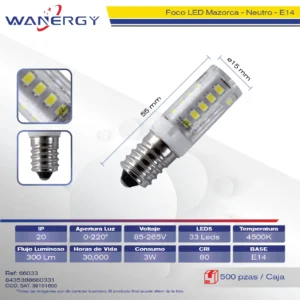 FOCO MAZORCA E14 CERAMICA 33LED