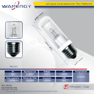 LAMPARA INCANDESCENTES TIPO REFLECTOR E27 150W