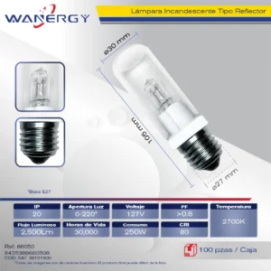 LAMPARA INCANDESCENTES TIPO REFLECTOR E27 250W