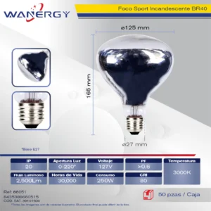 FOCO SPORT 250W INCANDESCENTES BR40 E27