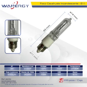 FOCO DE CACAHUATE INCANDESCENTES E11 75W