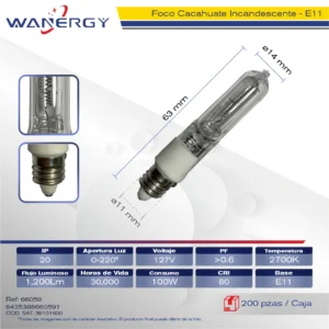 FOCO DE CACAHUATE INCANDESCENTES E11 100W