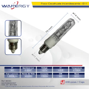 FOCO DE CACAHUATE INCANDESCENTES E11 150W