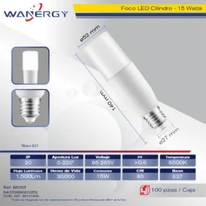 FOCO LED CILINDRO 15W LUZ FRIA