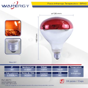 FOCO INFRARROJO TERAPEUTICO INCANDESCENTES BR40 250W E27