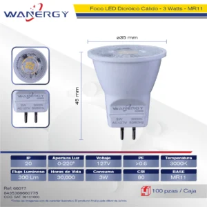 FOCO DICROICO MR11 3W 127V 3000K