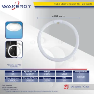 TUBO CIRCULAR FLUORESCENTE T6 22W 17.5