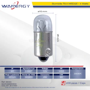 BOMBILLA T8.5 12V4W BA9S