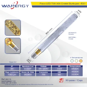FOCO LED T35-300 CRISTAL C/BURBUJAS 7W