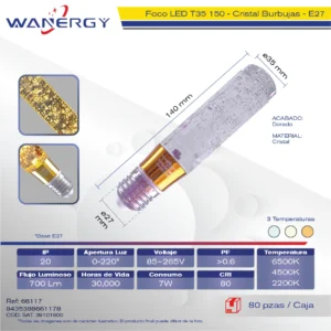 FOCO LED T35-150 CRISTAL C/BURBUJAS 7W