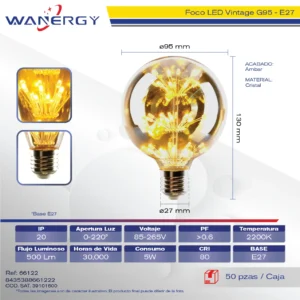 FOCO LED VINTAGE GLOBO G95-5W-E27