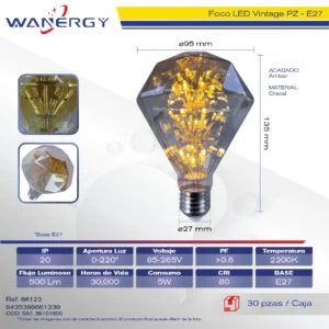 FOCO LED VINTAGE DIAMANTE OLANO PZ-5W-E27