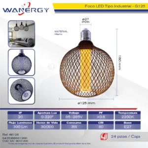 FOCO LED TIPO INDUSTRIAL MALLA G125-BARRA 5W-E27