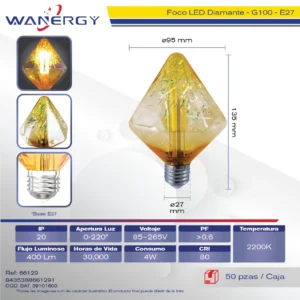 FOCO LED VINTAGE DIAMANTE G100