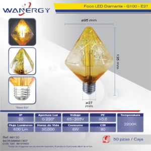 FOCO LED VINTAGE DIAMANTE G100