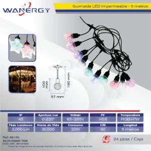 GUIRNALDA LED RGB IMPERMEABLE 5M 10 FOCOS