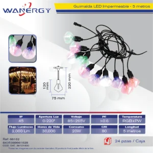 GUIRNALDA LED RGB IMPERMEABLE 5M 10 FOCOS
