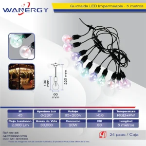 GUIRNALDA LED RGB IMPERMEABLE 5M 10 FOCOS