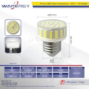 FOCO LED MAZORCA 15W E27 2835-72D