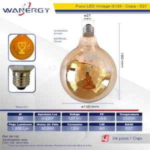 FOCO VINTAGE FILAMENT LETRA COPA DE VINO G125-3W-E27/