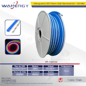 MANGUERA NEON 2DA GENERACION 2835-120D 12V 6MM 25M