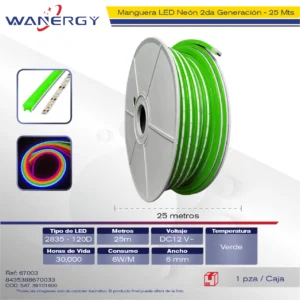 MANGUERA NEON 2DA GENERACION 2835-120D 12V 6MM 25M