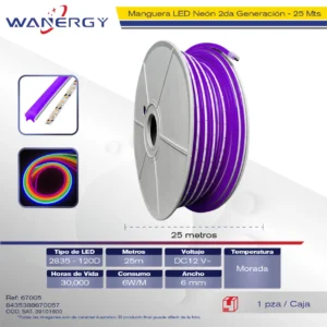 MANGUERA NEON 2DA GENERACION 2835-120D 12V 6MM 25M