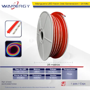 MANGUERA NEON 2DA GENERACION 2835-120D 12V 6MM 25M