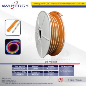 MANGUERA NEON 2DA GENERACION 2835-120D 12V 6MM 25M