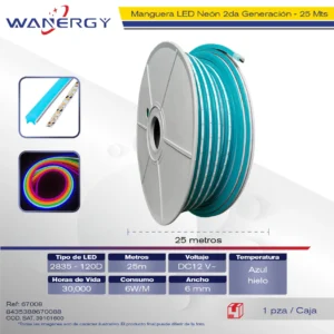 MANGUERA NEON 2DA GENERACION 2835-120D 12V 6MM 25M