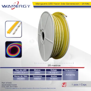 MANGUERA NEON 2DA GENERACION 2835-120D 12V 6MM 25M