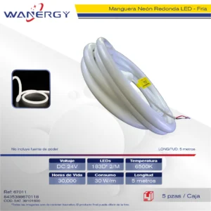 MANGUERA NEON REDONDA LED 180D*2/30W/M 5M