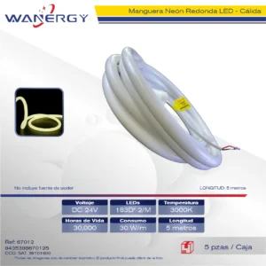 MANGUERA NEON REDONDA LED 180D*2/30W/M 5M