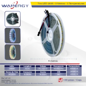 TIRA DE LED 3 TEMPERATURAS 5M 12V 120D 6D/ 5M/