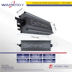 TRANSFORMADOR FUENTE PODER DRIVER 150W DC12V 12.5A AC127V