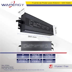 FUENTE PODER 400W DC12V 16.5A AC127V
