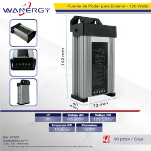 FUENTE PODER IMPERMEABLE 120W 85-265V SALIDA 12V 16.7A