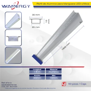 2010 PERFIL ALUMINIO PARA MANGUERA LED 1.5M +MICA PC