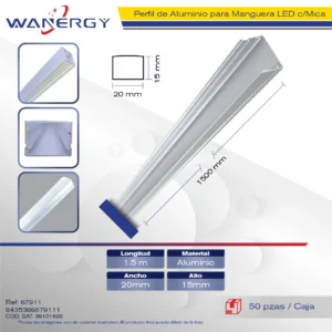 2015 PERFIL ALUMINIO PARA MANGUERA LED 1.5M +MICA PC