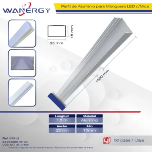 2515 PERFIL ALUMINIO PARA MANGUERA LED 1.5M +MICA PC