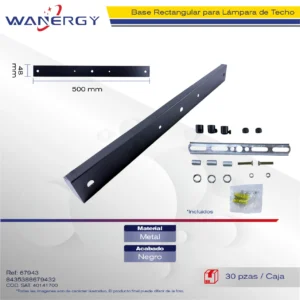 BASE RECTANGULO PARA 3 LUCES LAMPARAS COLGABTE +