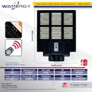 PANEL DE SOLAR SUBURBANO PANEL SOLAR 6V/18W BATERIA 3.2V/15AH LITIO LED 5730 576 TIEMPO CARGA 5-8 HORAS TIEMPO ILUMINA 16HORAS MODO TRABAJO:FOTOCELDA+RADAR+CONTROL REMOTO