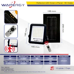 LAMPARA LED SOLAR REFLECTOR 50W 84-LED-2835