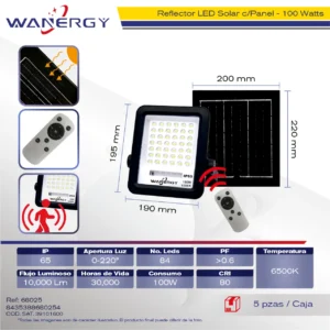 LAMPARA LED SOLAR REFLECTOR 100W 84-LED-2835